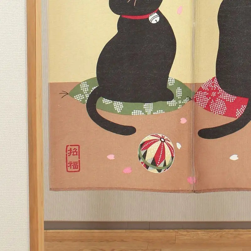 Noren Sakura Neko giapponese - 85 x 150 cm