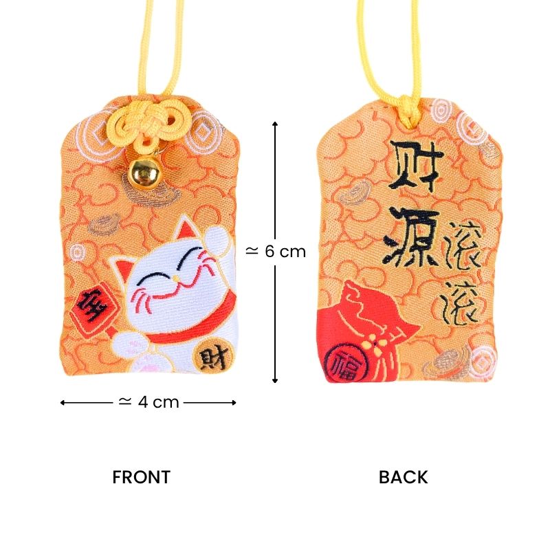 Omamori Giapponese Arancione - Kawaii Maneki Neko