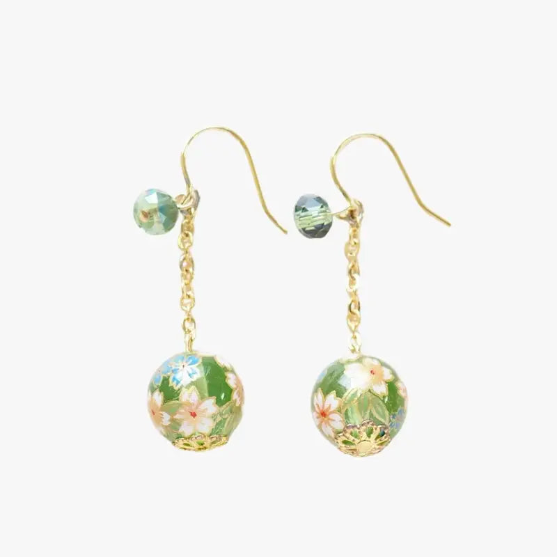 Orecchini giapponesi pendenti - Verde