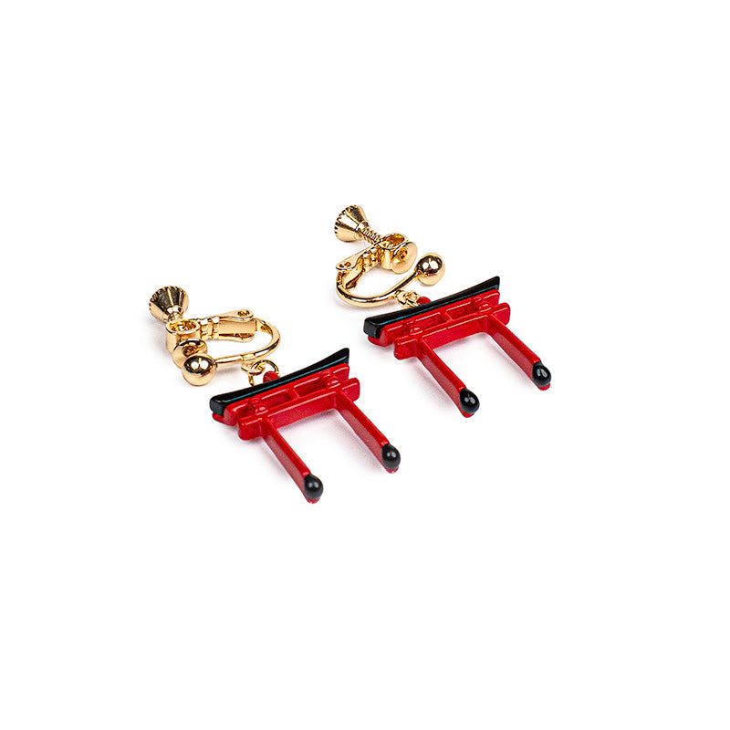Orecchini Torii rossi giapponesi Clip (Orecchie Non Forate)