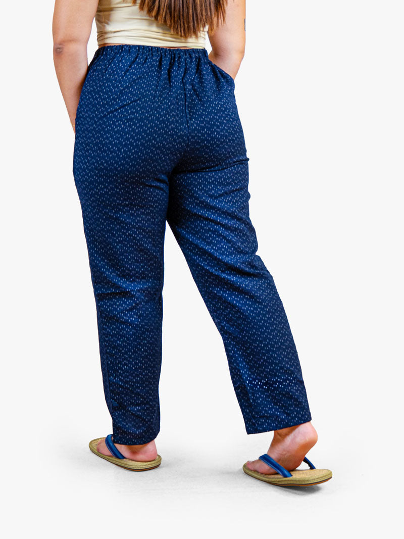Pantaloni Giapponesi da Donna – Kasuri Blu Navy