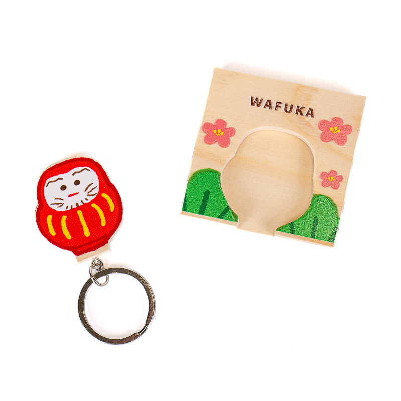 Portachiavi in cipresso giapponese Daruma