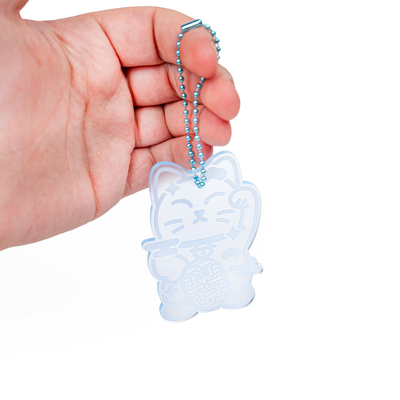 Portachiavi - Maneki Neko Blu Fluo