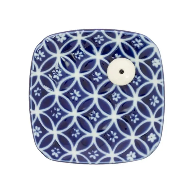 Portaincenso in ceramica blu con motivo Shippoh