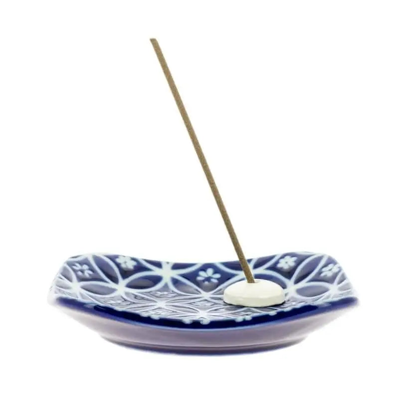 Portaincenso in ceramica blu con motivo Shippoh