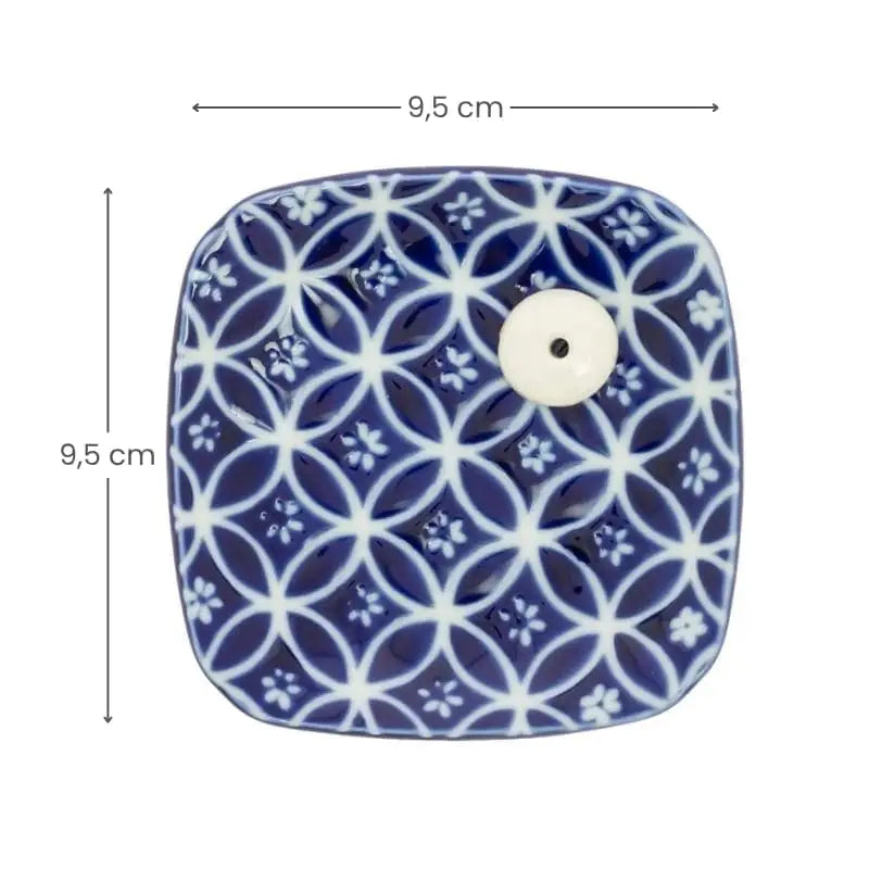 Portaincenso in ceramica blu con motivo Shippoh