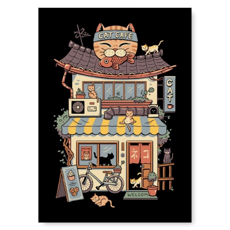 Poster giapponese Neko Café - A3
