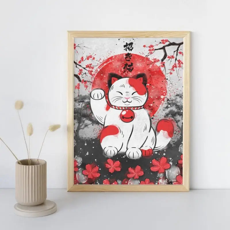 Poster giapponese per gatti fortunati - A3