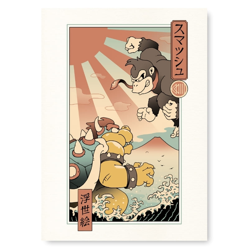 Poster giapponese Ukiyo-e Kaiju Smash - A3