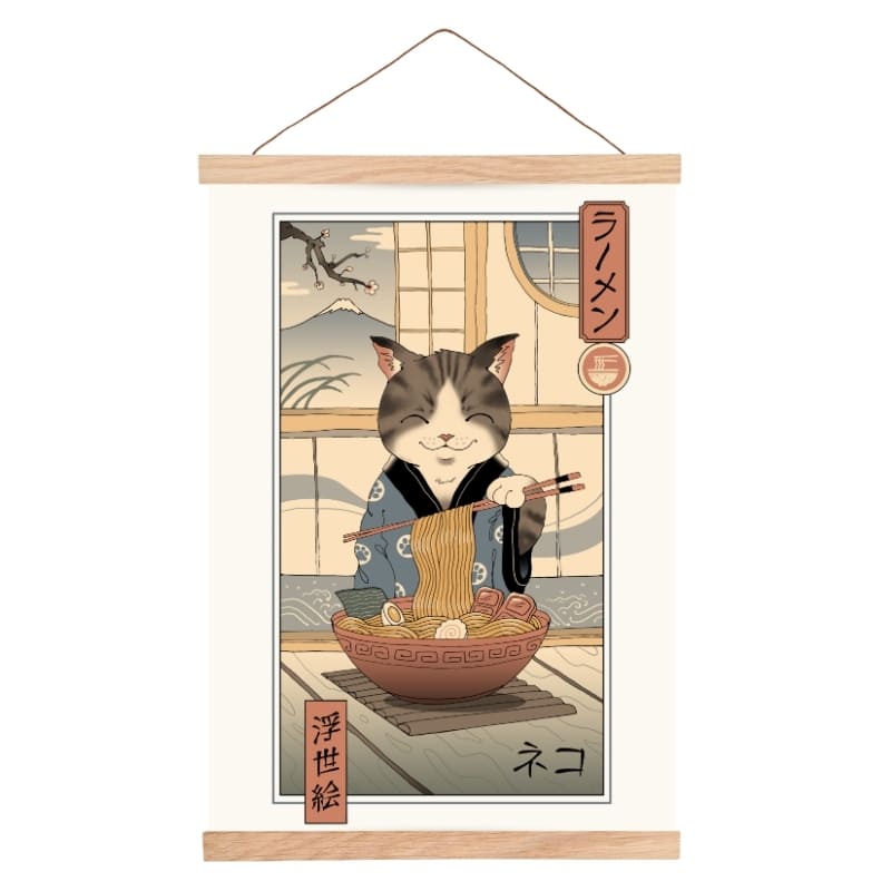 Poster giapponese Ukiyo-e Neko Ramen - A3