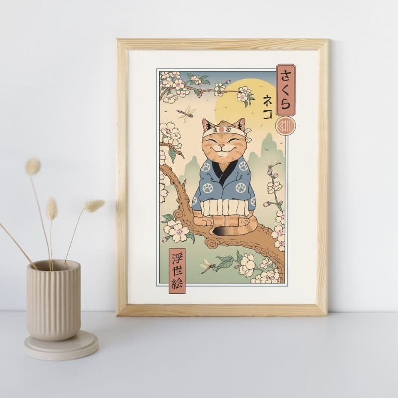 Poster giapponese Ukiyo-e Neko Sakura - A3