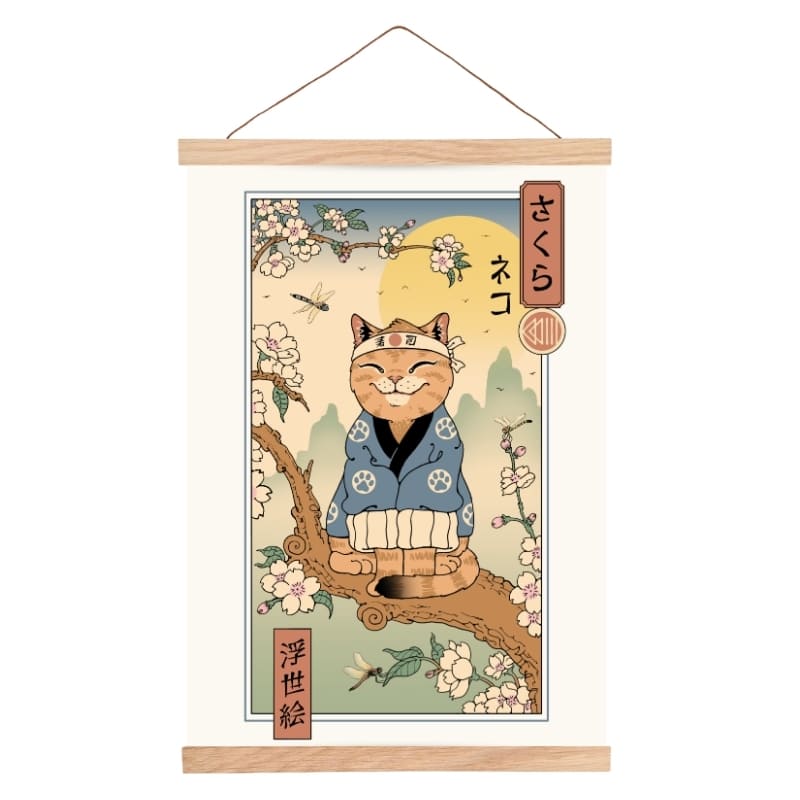 Poster giapponese Ukiyo-e Neko Sakura - A3