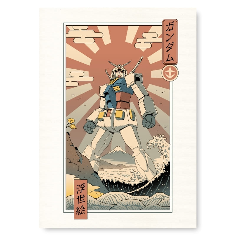 Poster giapponese Ukiyo-e Mecha e Fuji - A3