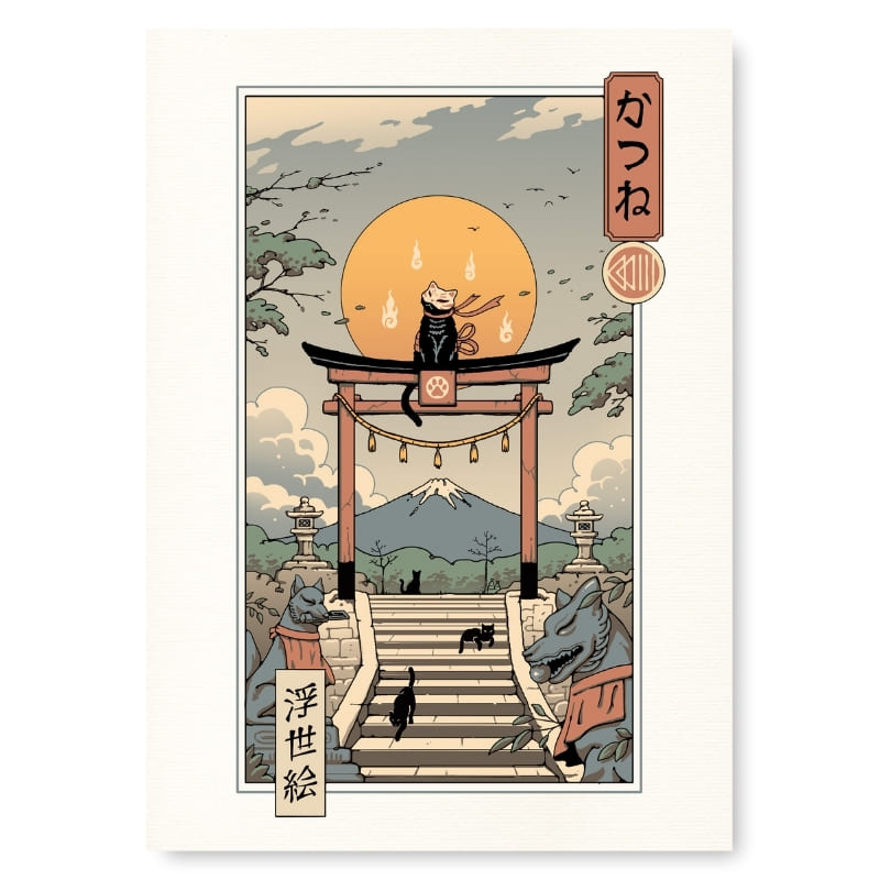 Poster giapponese Ukiyo-e Neko Inari - A3