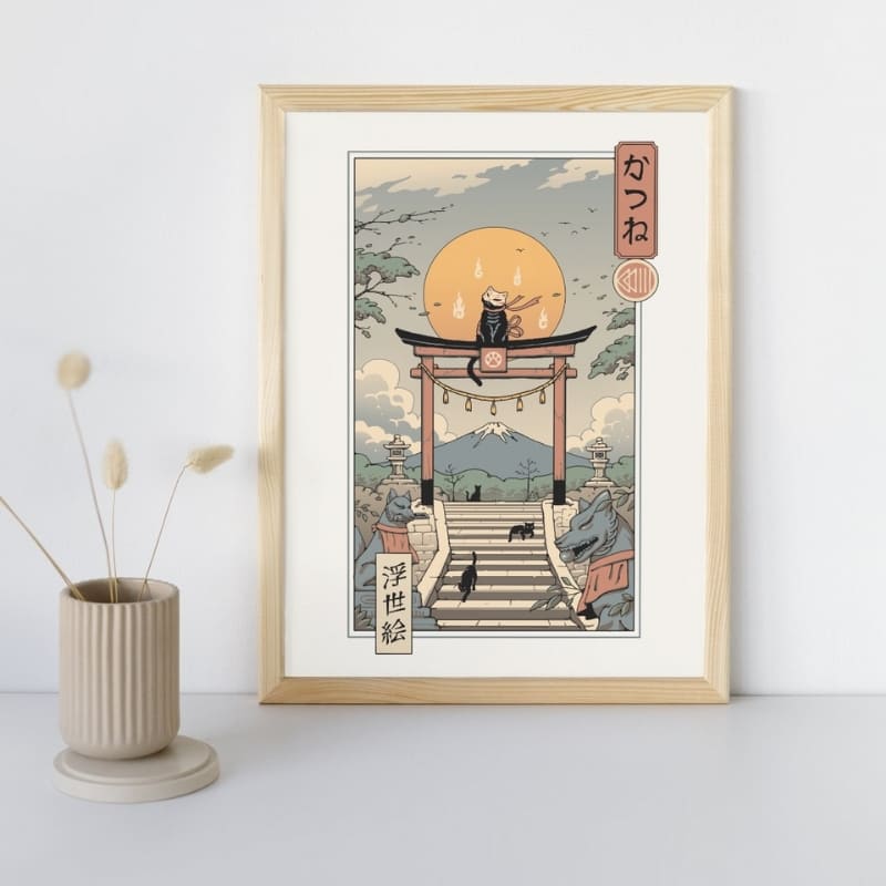 Poster giapponese Ukiyo-e Neko Inari - A3