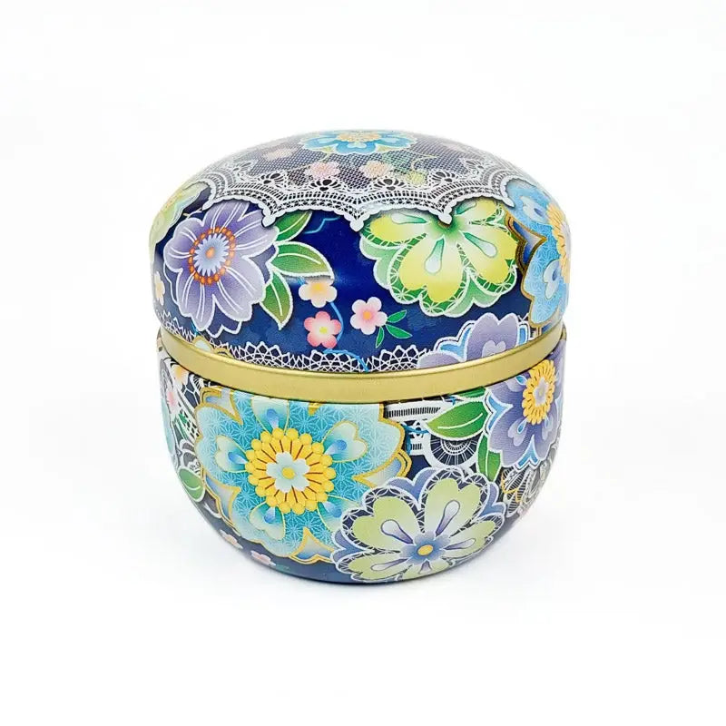 Scatola da tè giapponese in metallo blu