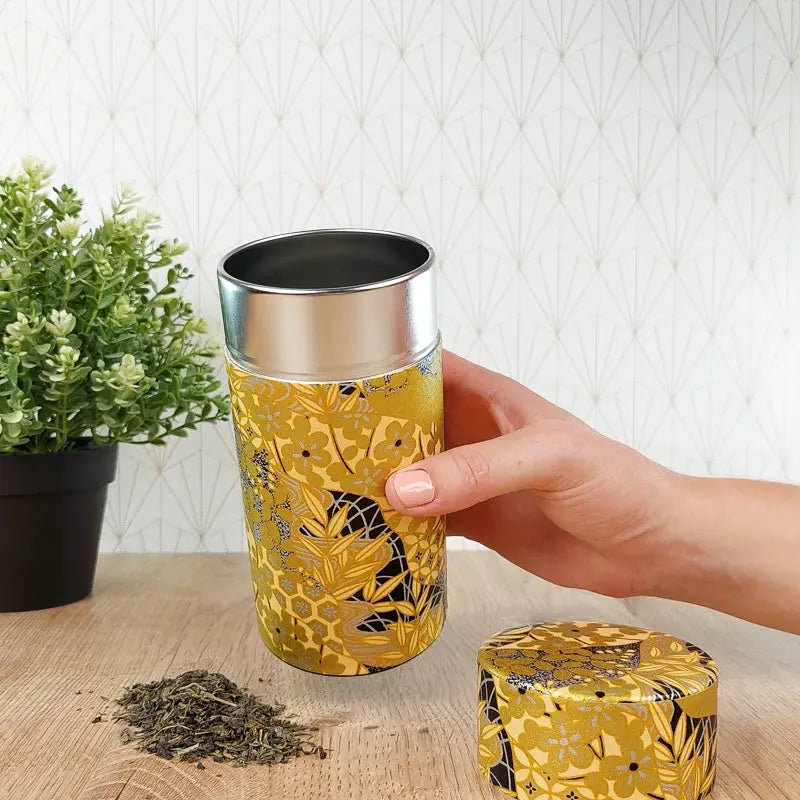 Scatola da tè giapponese in Washi dorato