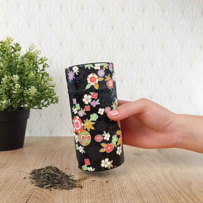 Scatola da tè in carta Washi nera