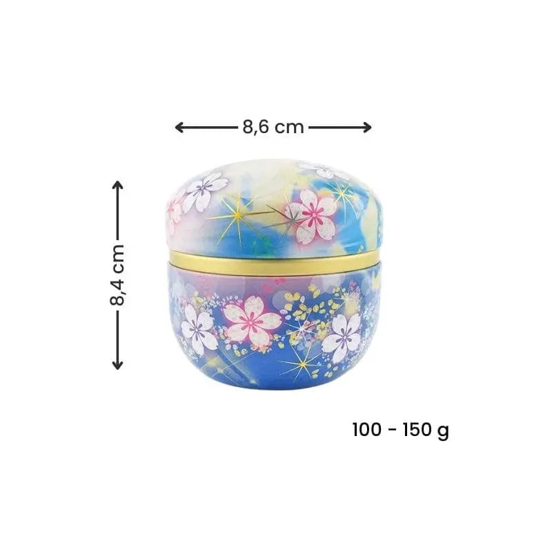 Scatola da tè in metallo a fiori blu