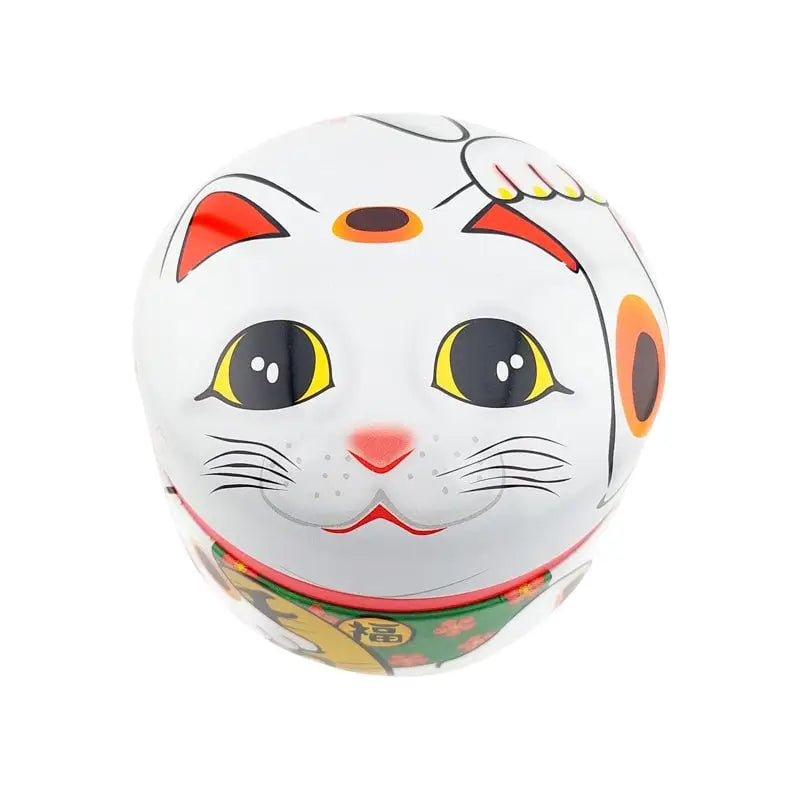 Scatola da tè in metallo bianco Maneki Neko