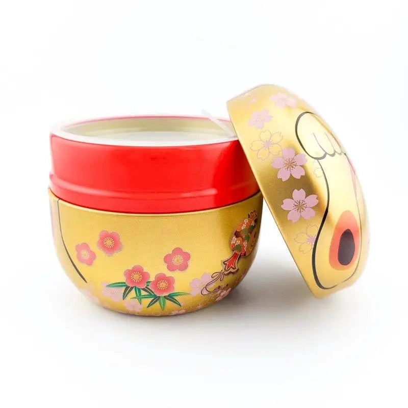 Scatola da tè in metallo dorato Maneki Neko