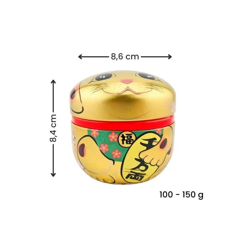 Scatola da tè in metallo dorato Maneki Neko