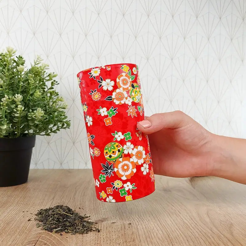Scatola per il tè in carta Washi rossa