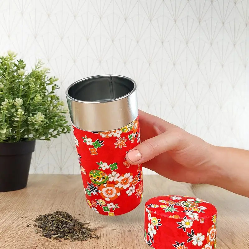 Scatola per il tè in carta Washi rossa