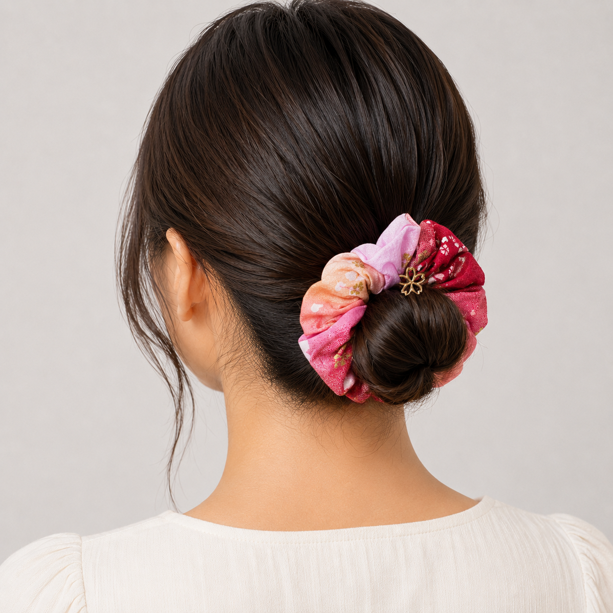 Scrunchie Giapponese in Tessuto Rosa