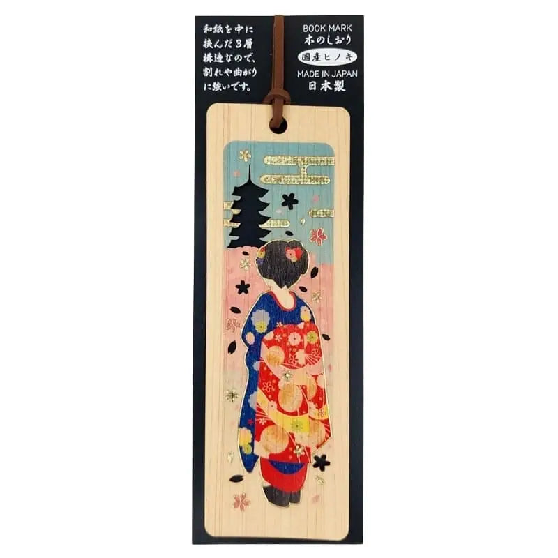 Segnalibro Cipresso giapponese Geisha e Pagoda