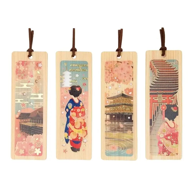 Segnalibro Cipresso giapponese Geisha e Pagoda
