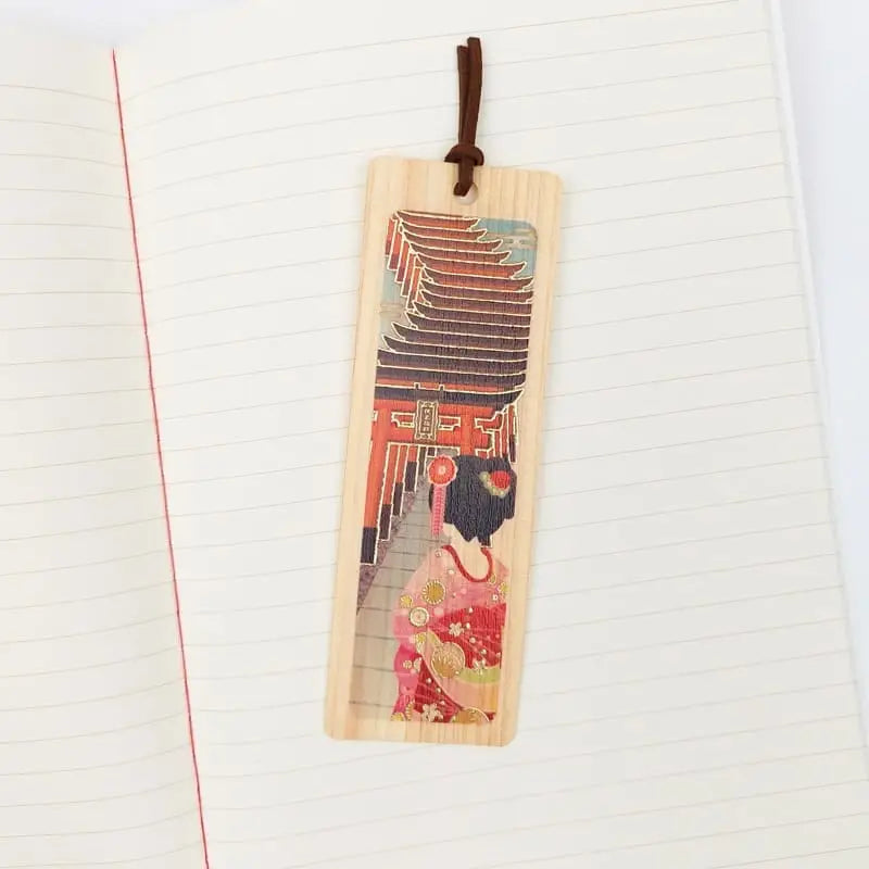 Segnalibro cipresso giapponese Geisha e Torii