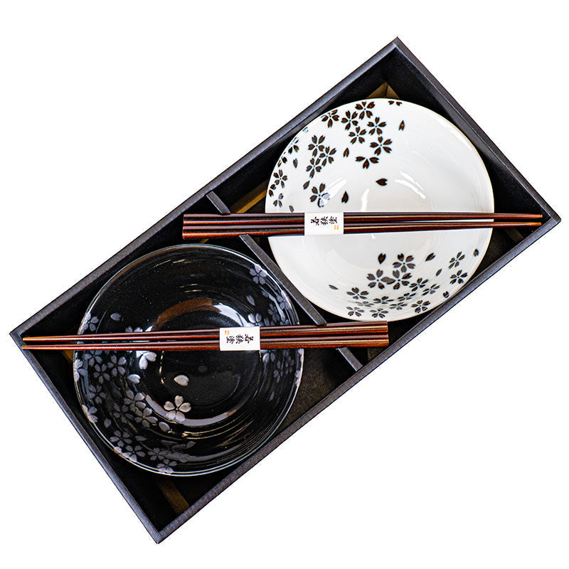 Set 2 Ciotole Giapponesi in Nero e Bianco
