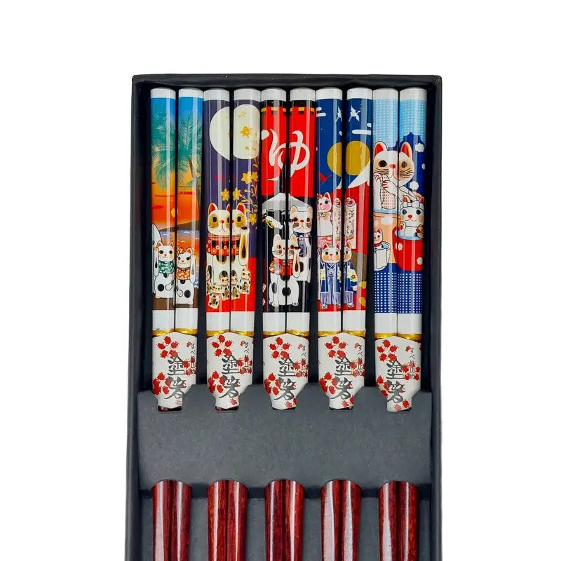 Set di bacchette giapponesi Maneki Neko