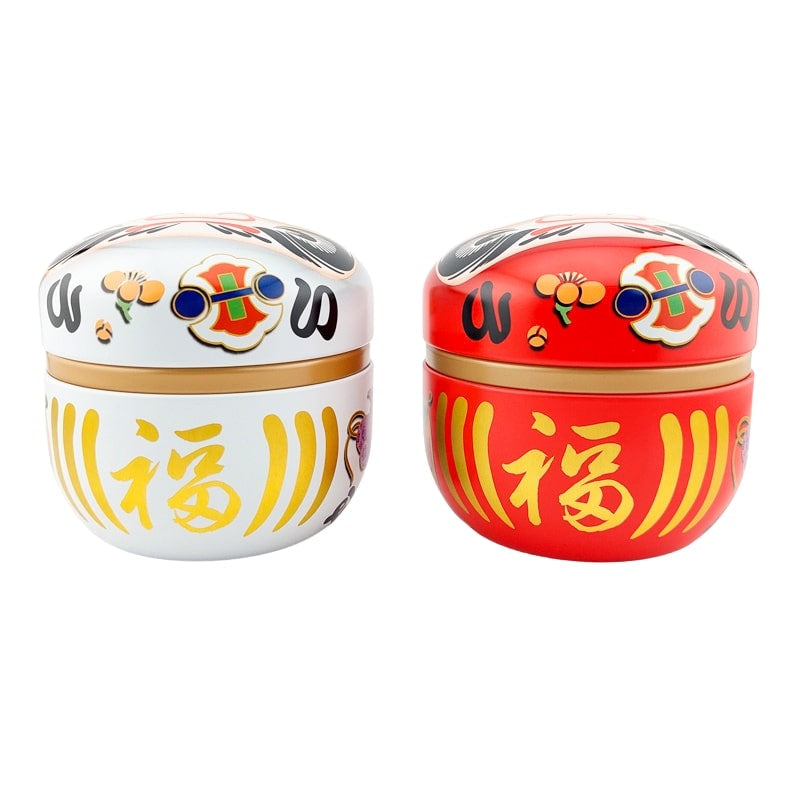 Set di 2 barattoli da tè Daruma in metallo