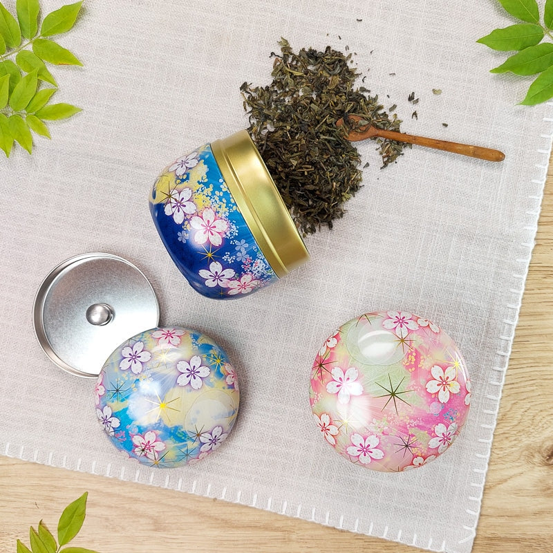 Set di 2 barattoli da tè in metallo con fiori