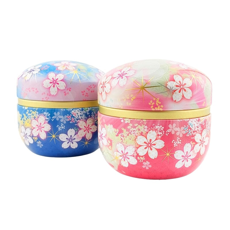 Set di 2 barattoli da tè in metallo con fiori