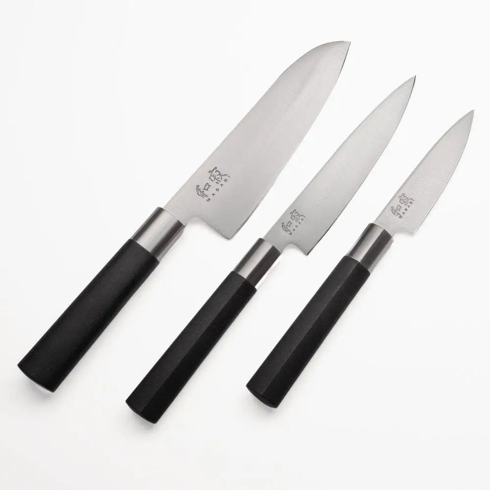 Set di 3 coltelli giapponesi KAI Wasabi Black