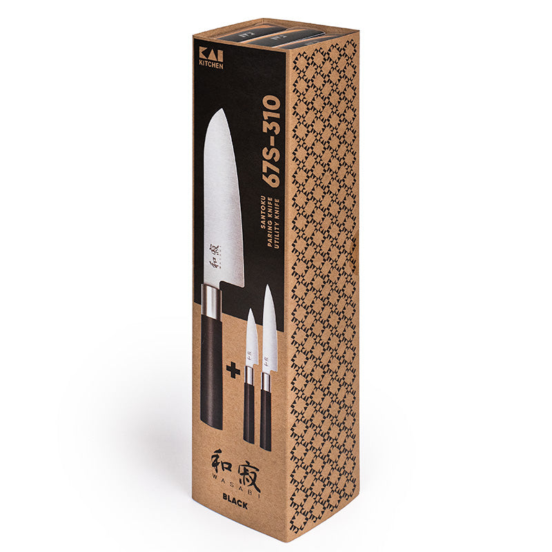 Set di 3 coltelli giapponesi KAI Wasabi Black