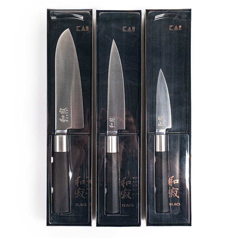 Set di 3 coltelli giapponesi KAI Wasabi Black