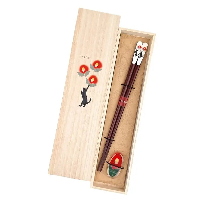 Set di bacchette giapponesi Neko Tsubaki