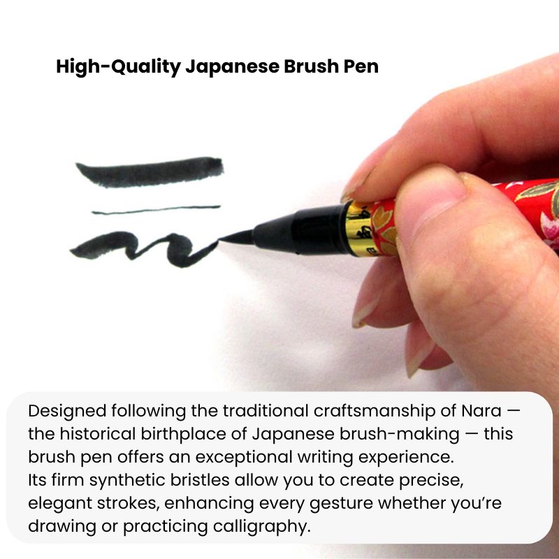 Brush Pen Koto Manico In Carta Washi Gialla