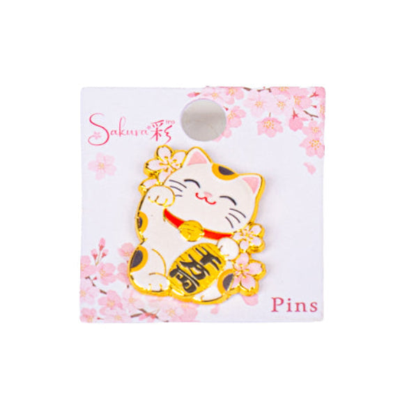 Spilla giapponese in metallo Maneki-Neko