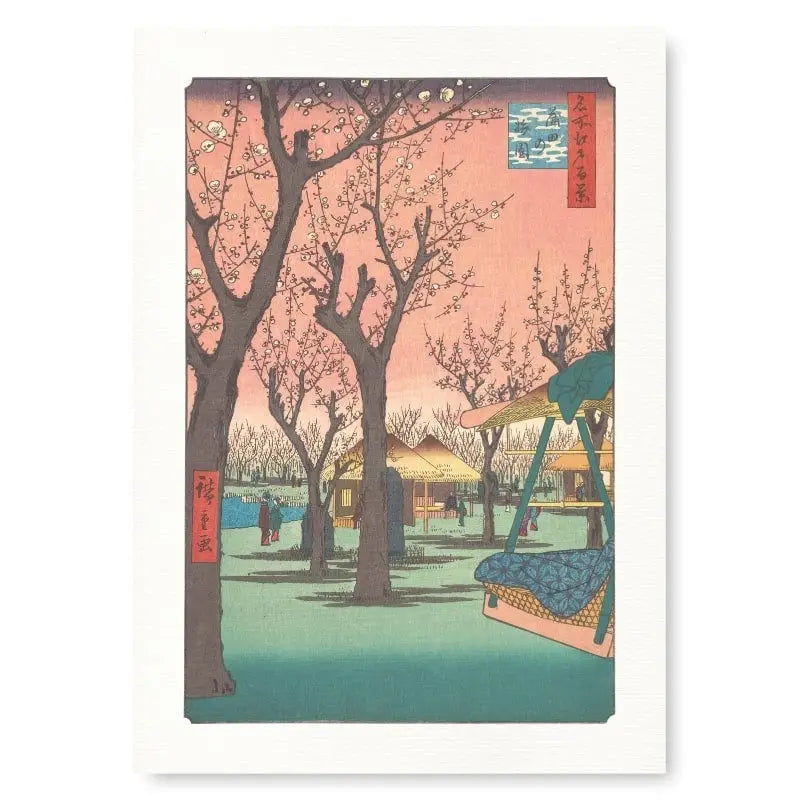 Stampa giapponese Alberi di prugne a Kamata - A3