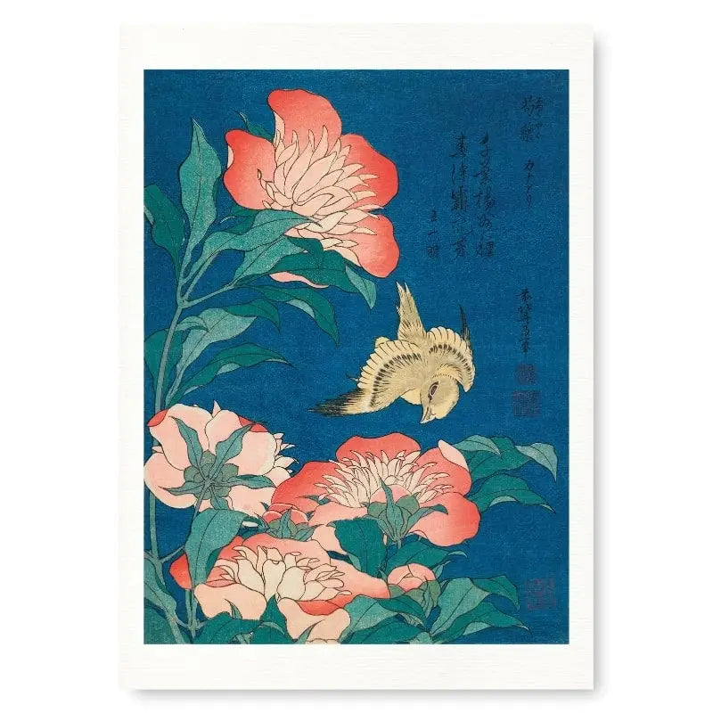 Stampa Peonie giapponesi e canarini - A3