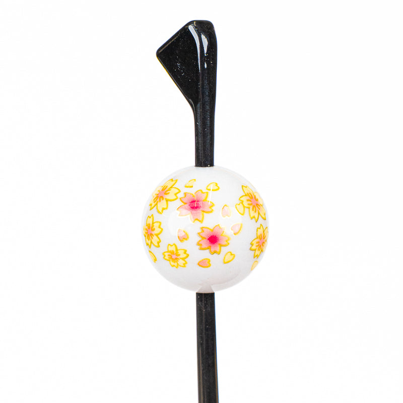 Tama Kanzashi giapponese Ukidama bianco