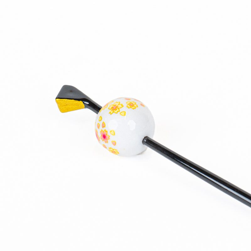 Tama Kanzashi giapponese Ukidama bianco
