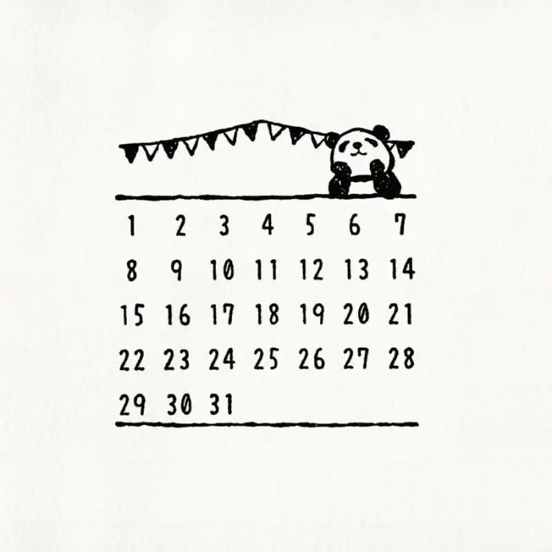 Timbro calendario del panda giapponese