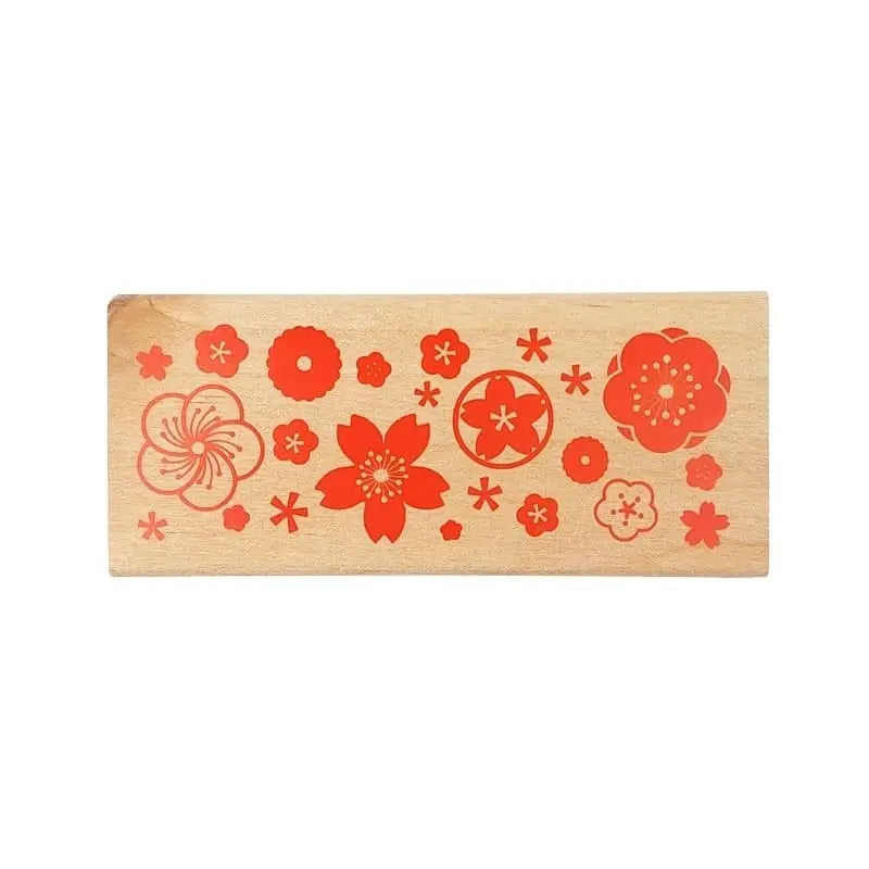 Timbro in legno Fiori giapponesi