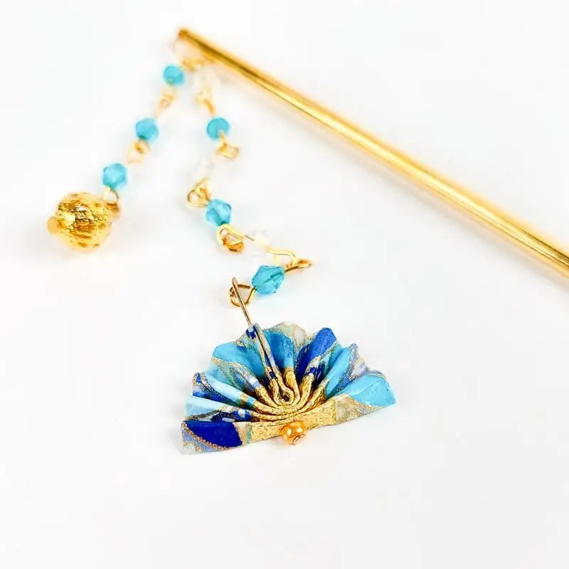 Ventaglio giapponese Kanzashi blu